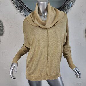 NWT~$70~JOSEPH A~SZ M~STUNNING GOLD METALLIC COWL NECK SWEATER TOP TURTLENECK